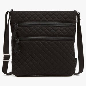 Vera Bradley Women's Cotton Triple Zip Hipster Crossbody Purse Black